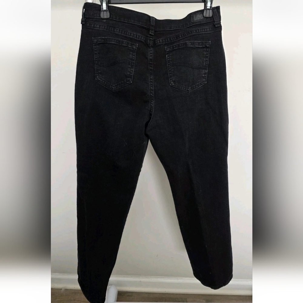 Lee Rider Jeans Womens Size 12 Petite Black Straight Relaxed Fit - Picture 2 of 4